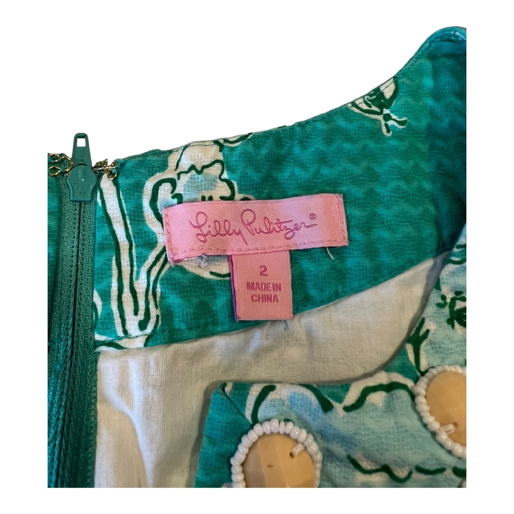 Lilly Pulitzer Green Lagoon Birds & Bees Jacquard ADELIA Shift Dress - Picture 7 of 16